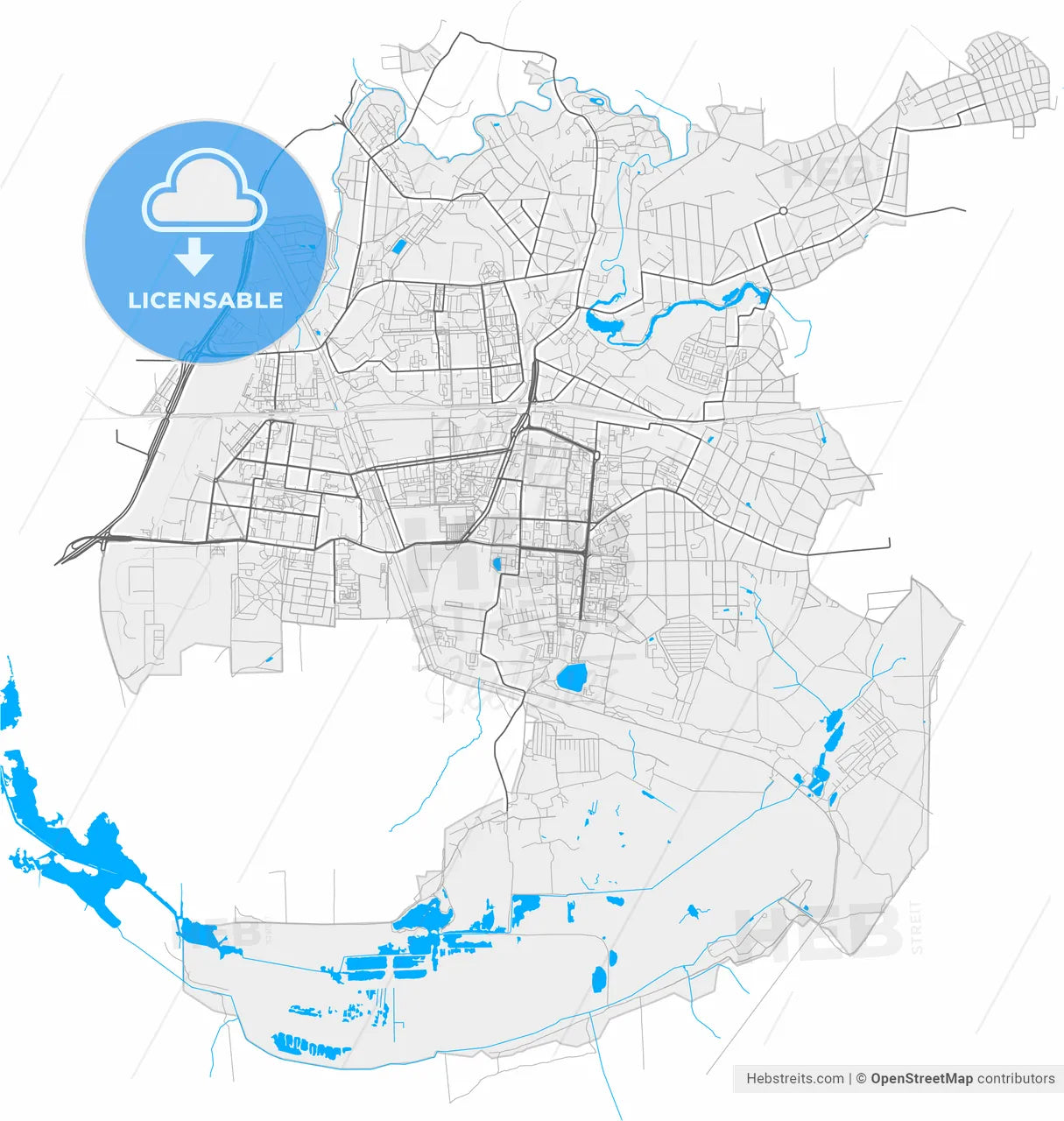Korolyov, Moscow Oblast, Russia, high resolution vector map - Instant download PDF and JPG