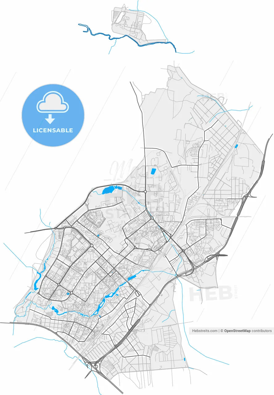 Mytishchi, Moscow Oblast, Russia, high resolution vector map - Instant download PDF and JPG