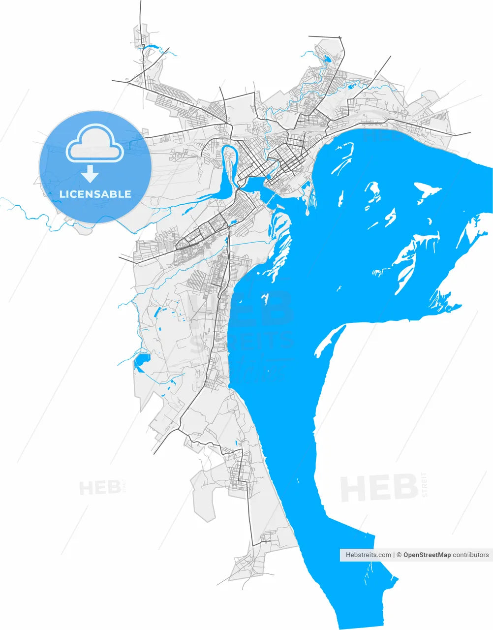 Syzran, Samara Oblast, Russia, high resolution vector map - Instant download PDF and JPG