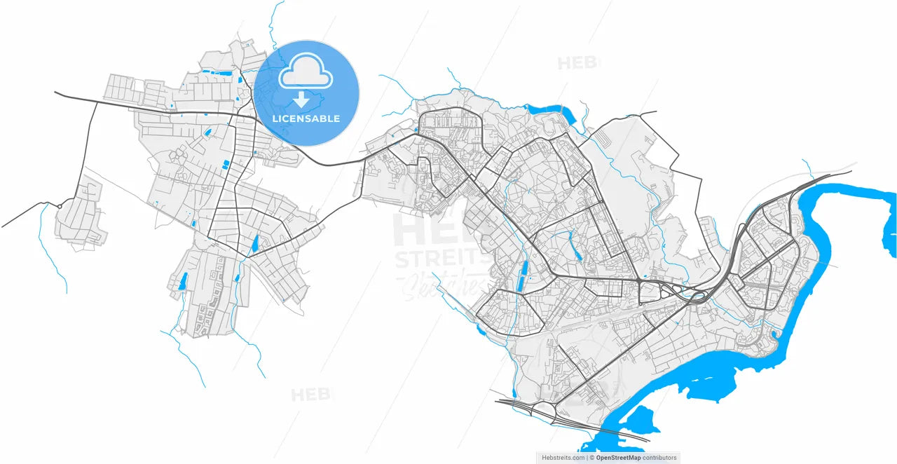 Krasnogorsk, Moscow Oblast, Russia, high resolution vector map - Instant download PDF and JPG