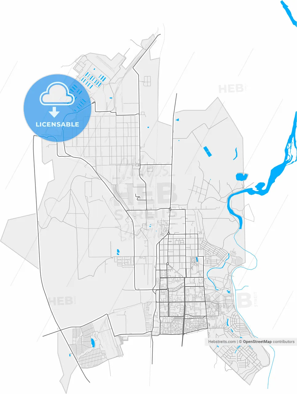 Salavat, Republic of Bashkortostan, Russia, high resolution vector map - Instant download PDF and JPG