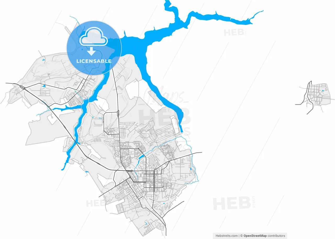 Novomoskovsk, Tula Oblast, Russia, high resolution vector map - Instant download PDF and JPG
