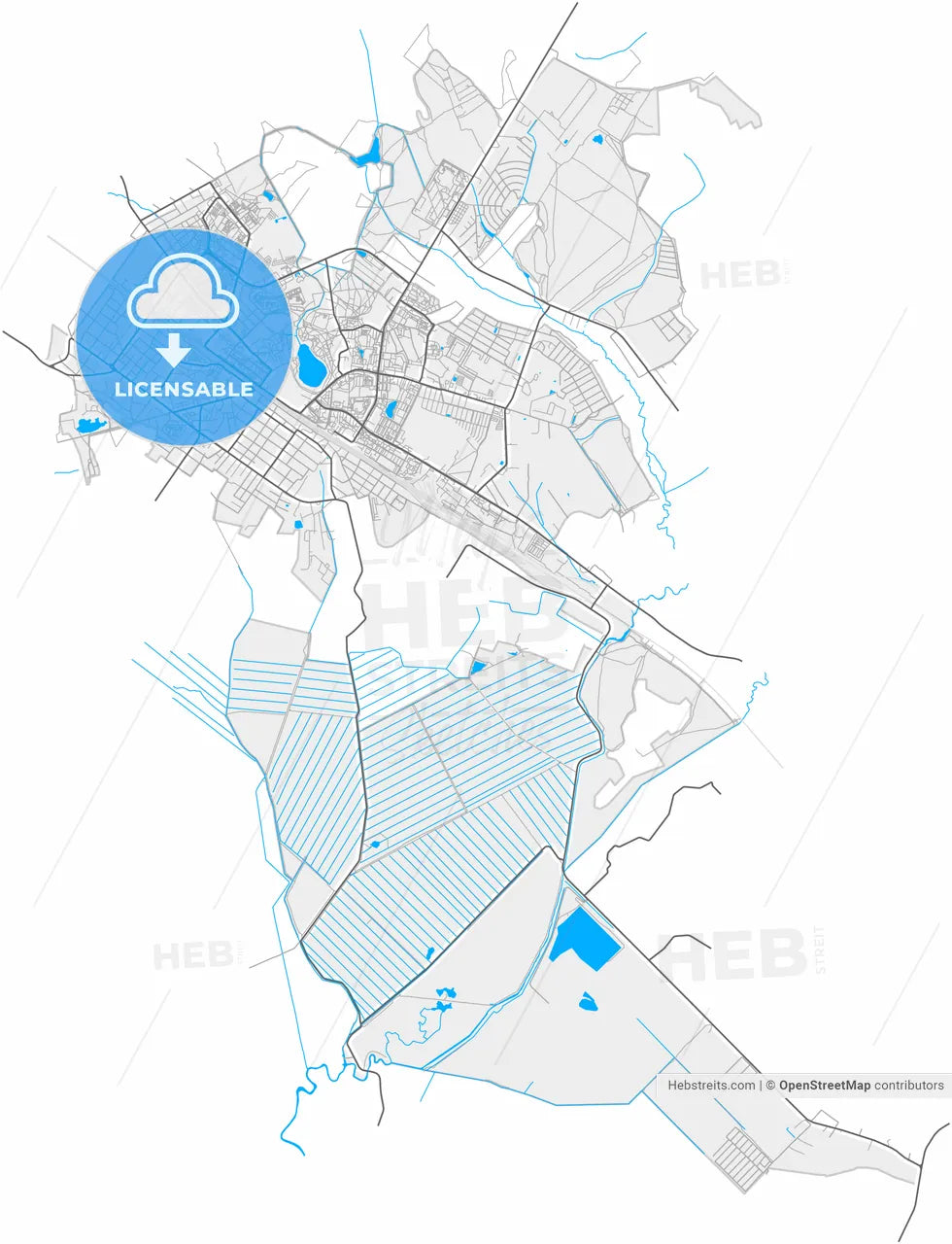 Ramenskoye, Moscow Oblast, Russia, high resolution vector map - Instant download PDF and JPG