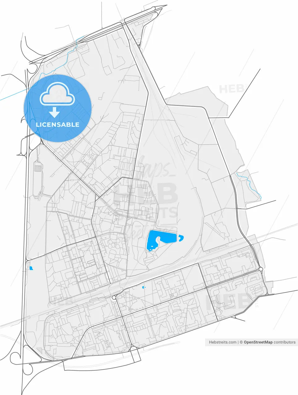 Reutov, Moscow Oblast, Russia, high resolution vector map - Instant download PDF and JPG