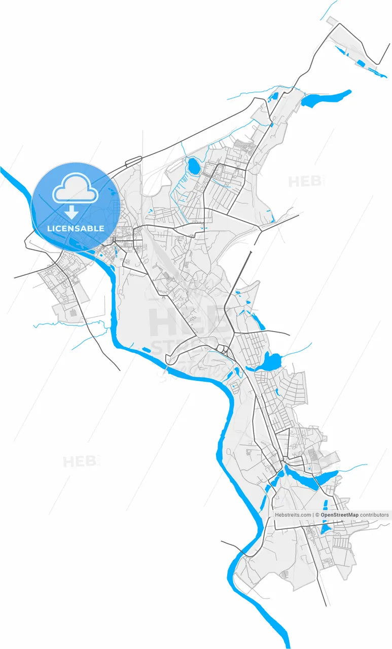 Voskresensk, Moscow Oblast, Russia, high resolution vector map - Instant download PDF and JPG