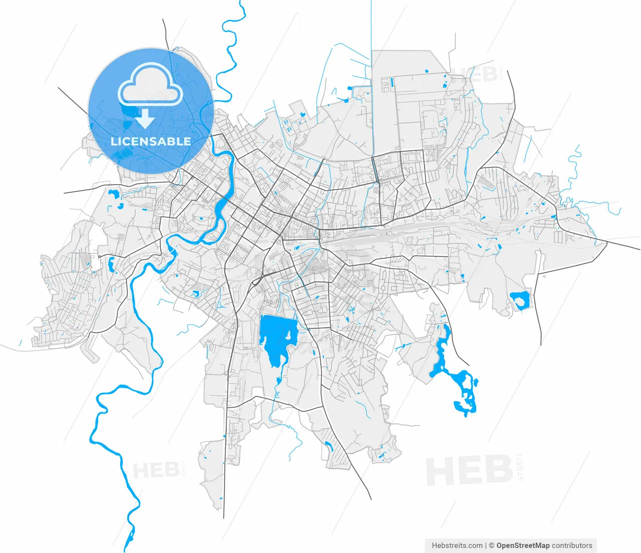 Velikiye Luki, Pskov Oblast, Russia, high resolution vector map - Instant download PDF and JPG