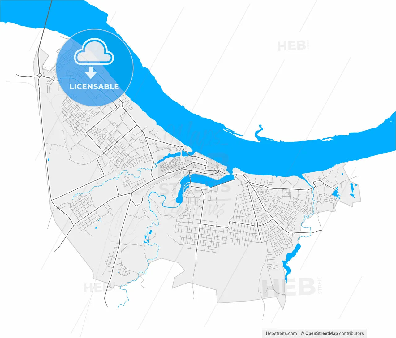 Kineshma, Ivanovo Oblast, Russia, high resolution vector map - Instant download PDF and JPG