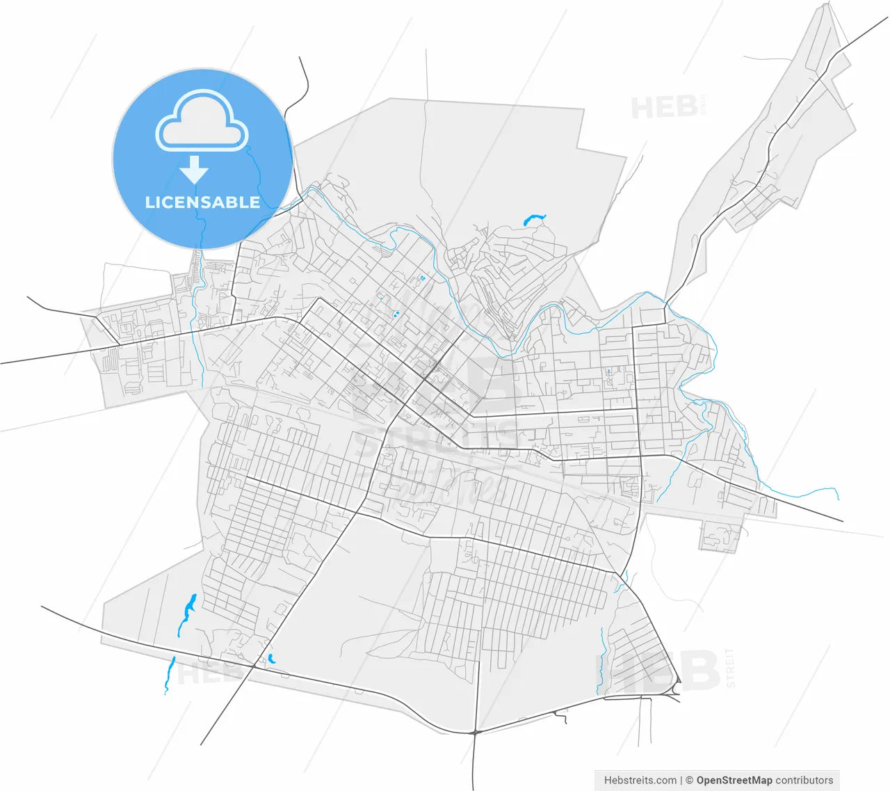 Kuznetsk, Penza Oblast, Russia, high resolution vector map - Instant download PDF and JPG