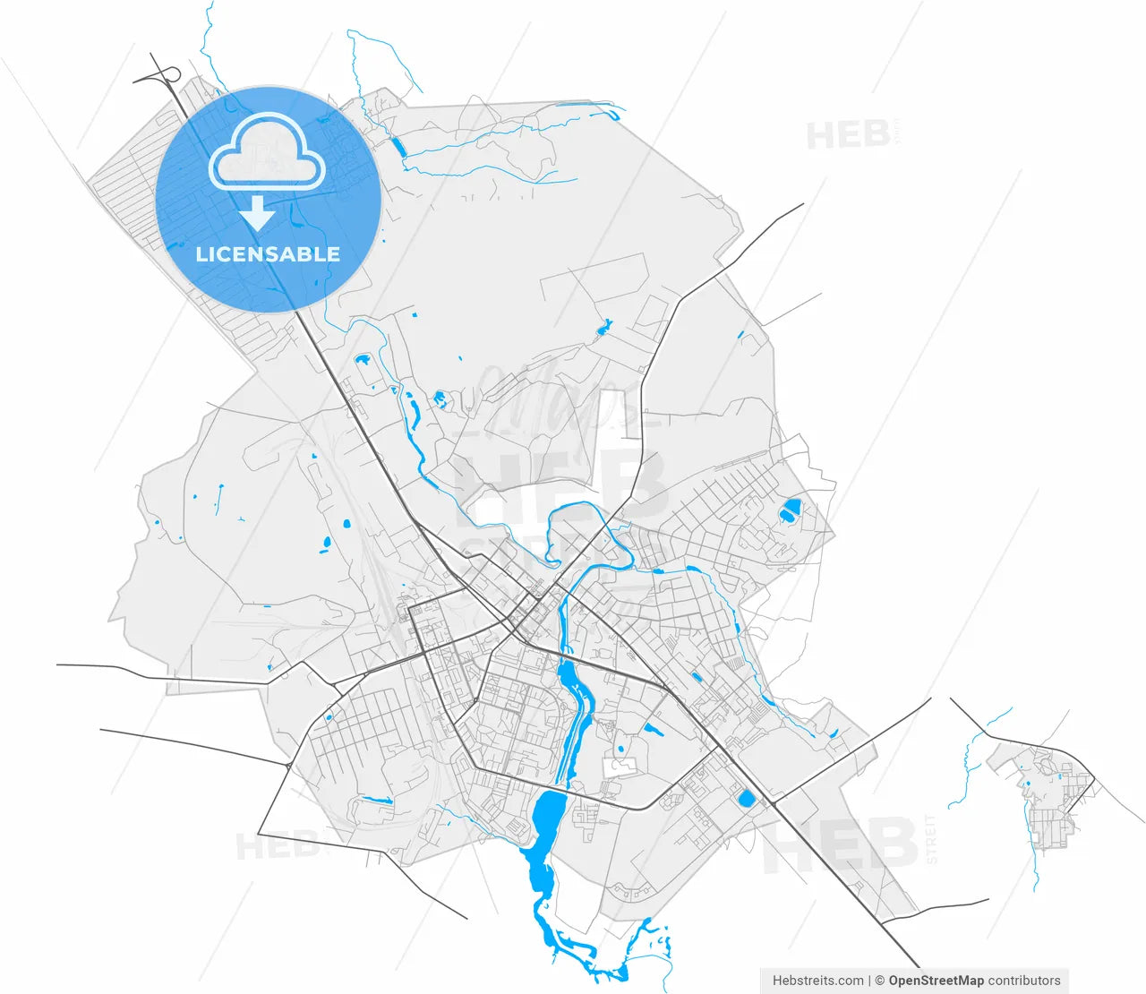 Klin, Moscow Oblast, Russia, high resolution vector map - Instant download PDF and JPG