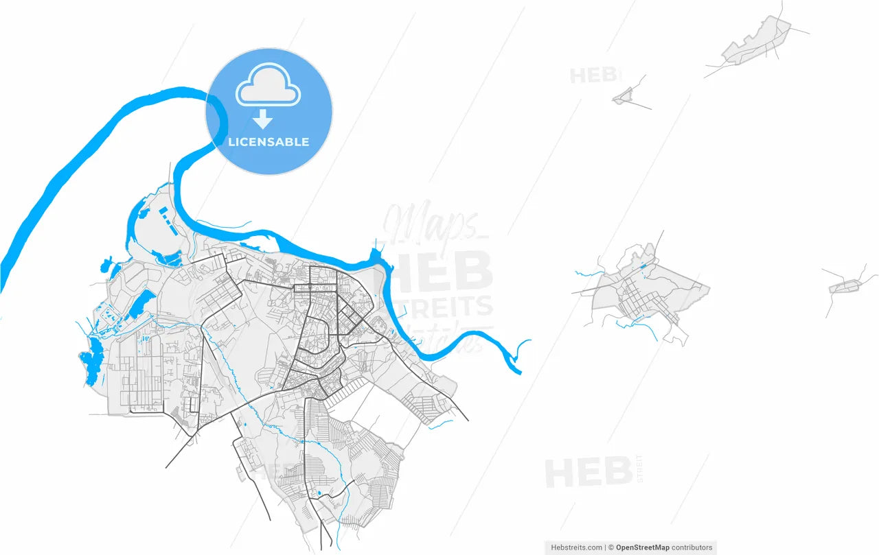 Kirovo-Chepetsk, Kirov Oblast, Russia, high resolution vector map - Instant download PDF and JPG