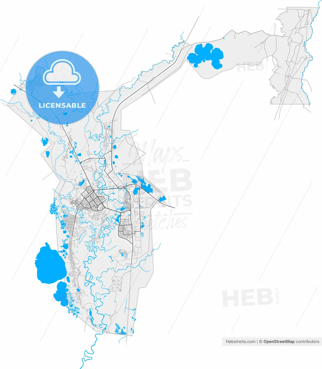 Kogalym, Khanty-Mansi Autonomous Okrug-Yugra, Russia, high resolution vector map - Instant download PDF and JPG