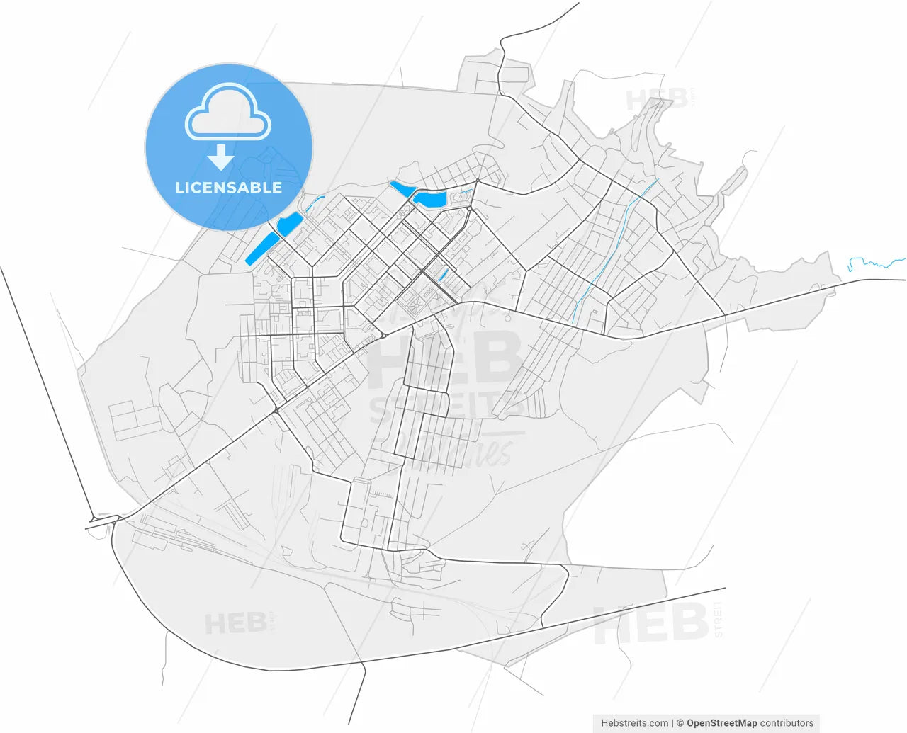 Leninogorsk, Republic of Tatarstan, Russia, high resolution vector map - Instant download PDF and JPG