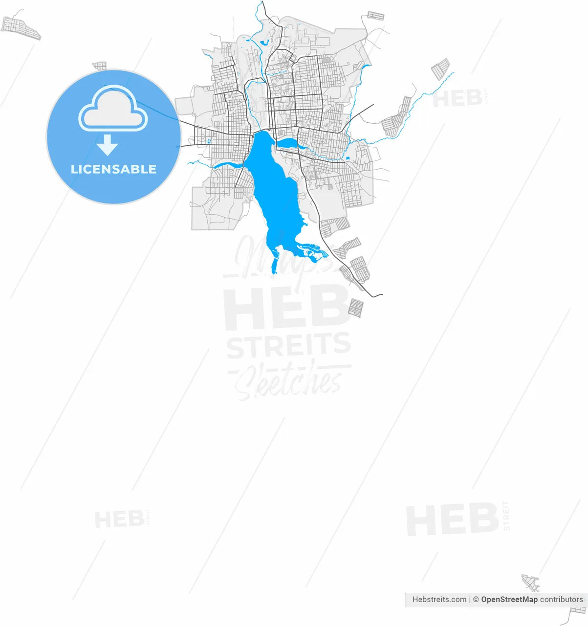Lysva, Perm Krai, Russia, high resolution vector map - Instant download PDF and JPG
