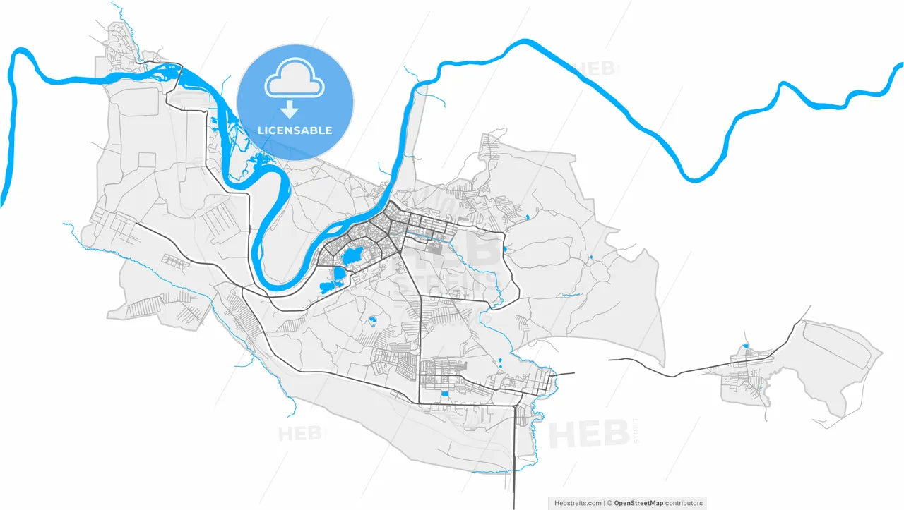 Zelenogorsk, Krasnoyarsk Krai, Russia, high resolution vector map - Instant download PDF and JPG