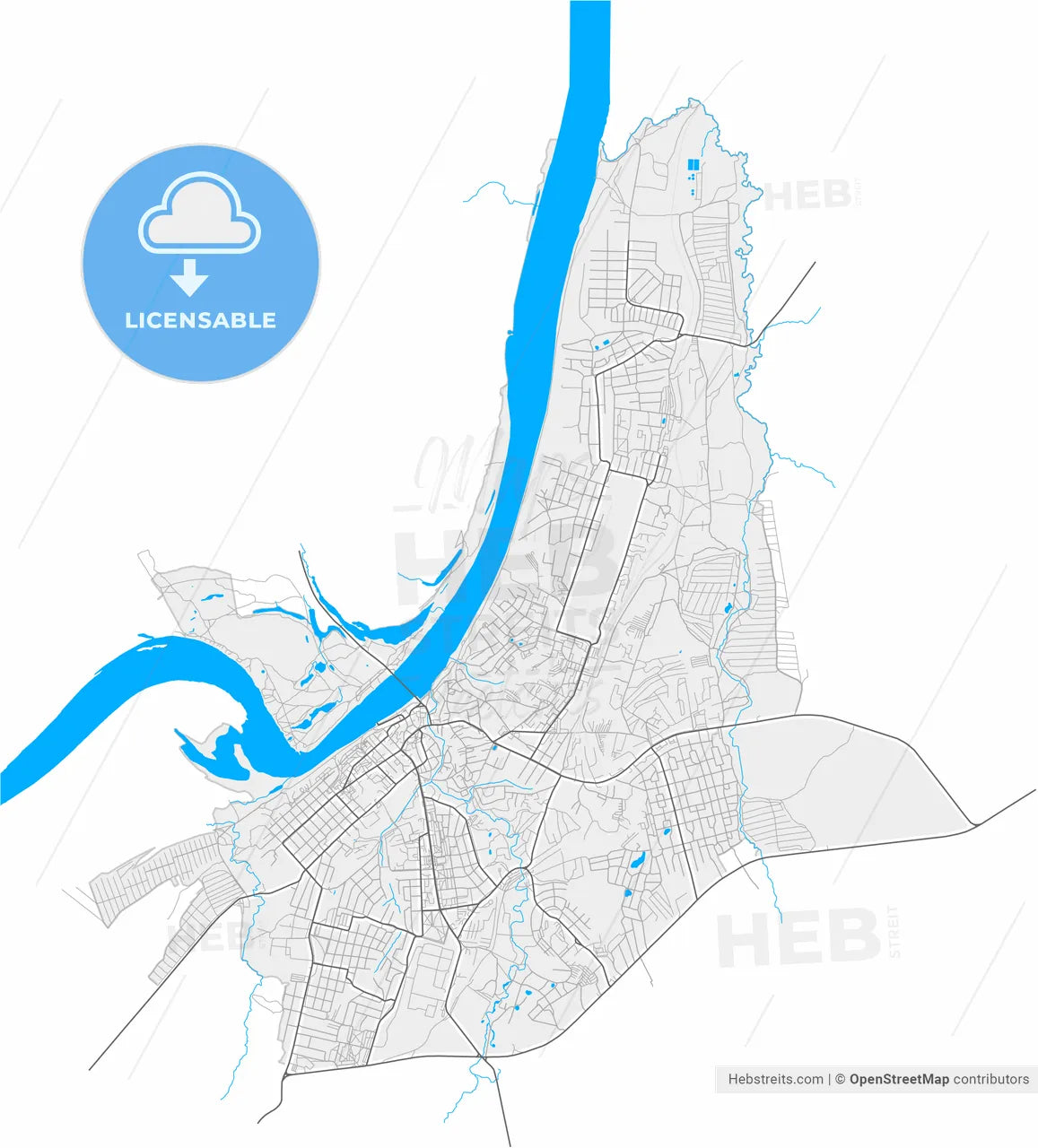 Pavlovo, Nizhny Novgorod Oblast, Russia, high resolution vector map - Instant download PDF and JPG