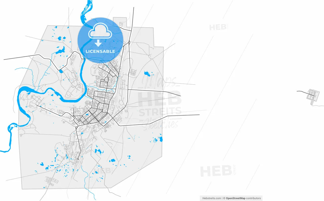 Vorkuta, Komi Republic, Russia, high resolution vector map - Instant download PDF and JPG