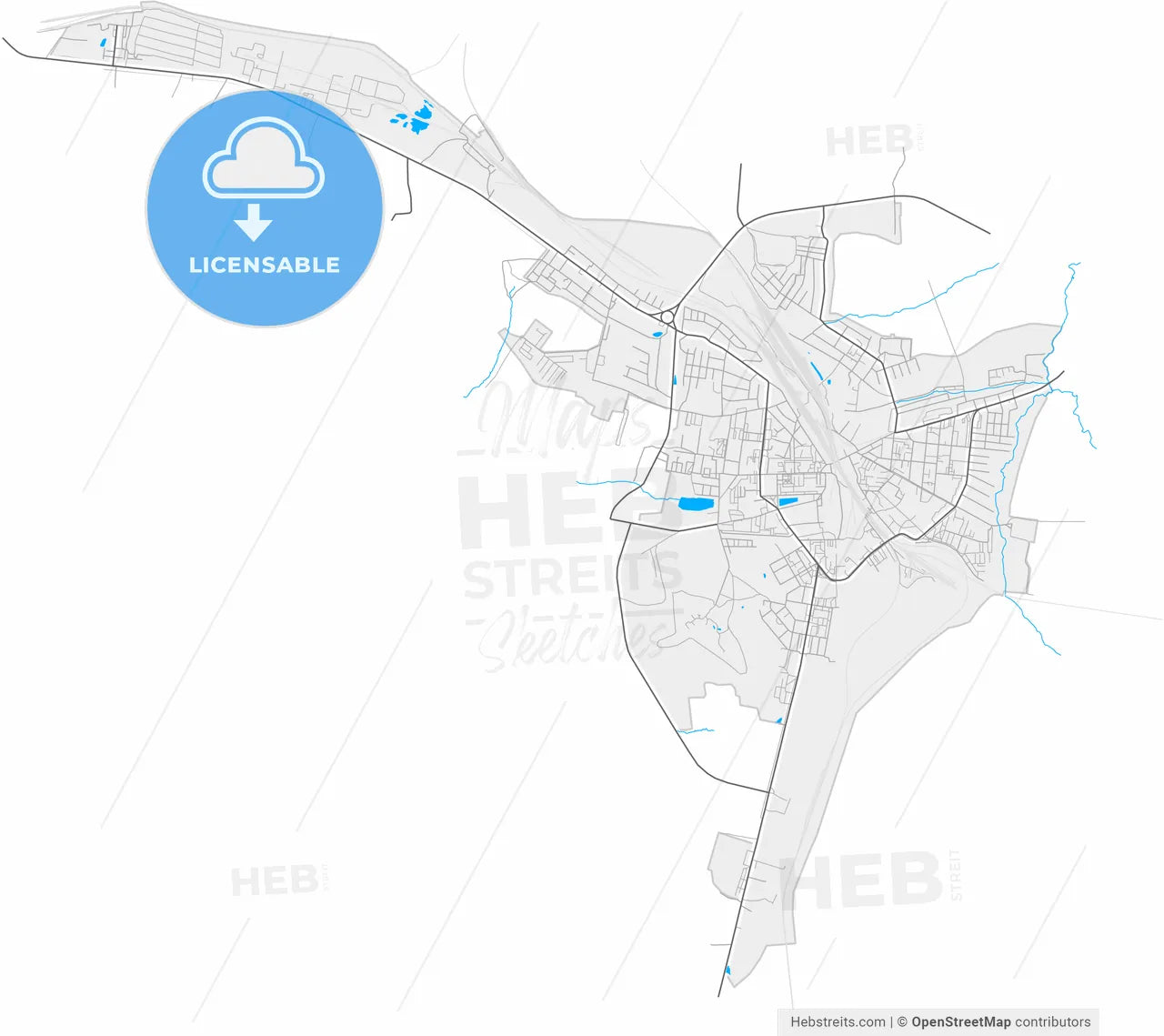 Uzlovaya, Tula Oblast, Russia, high resolution vector map - Instant download PDF and JPG