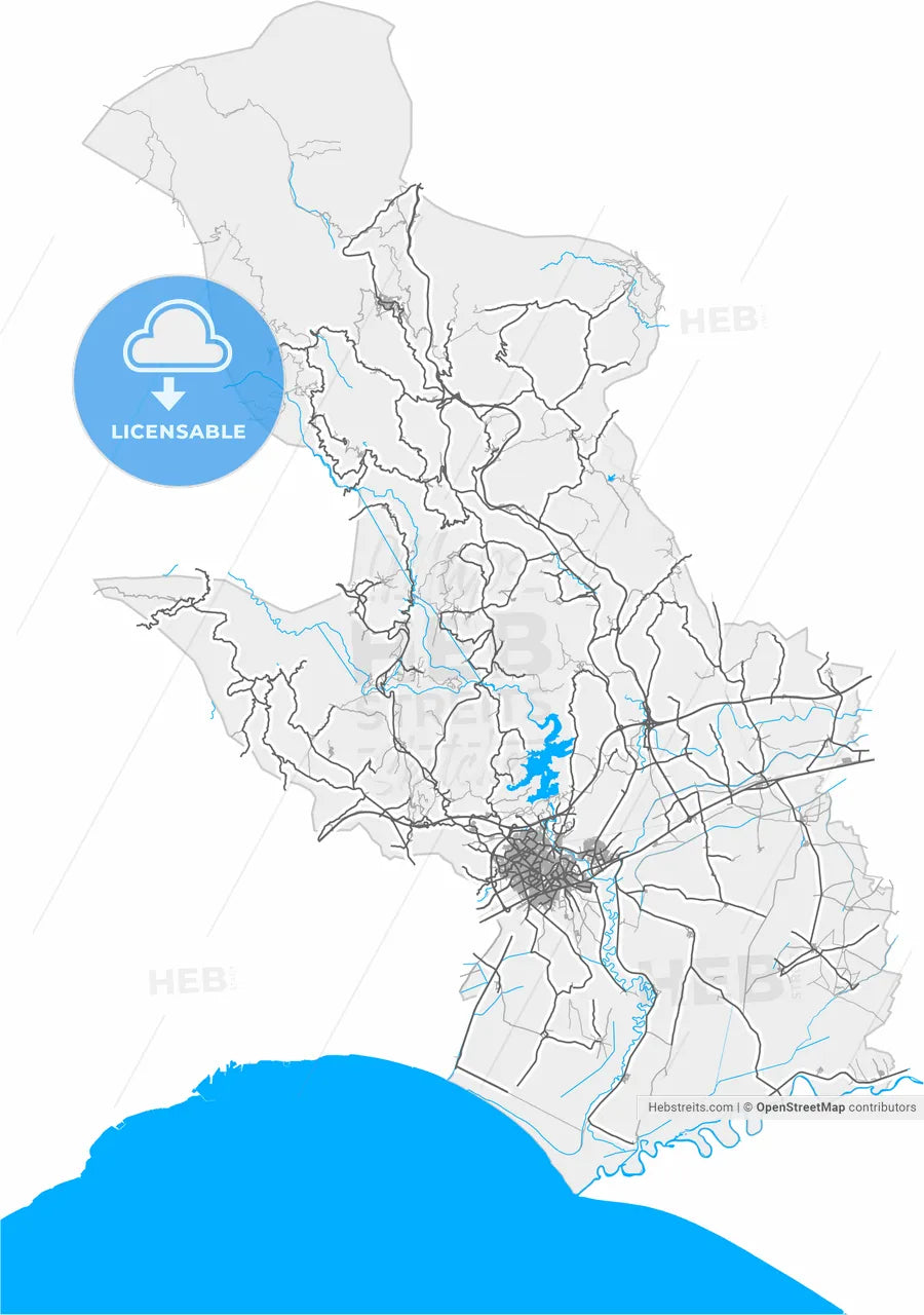 Tarsus, Mersin, Turkey, high resolution vector map - Instant download PDF and JPG
