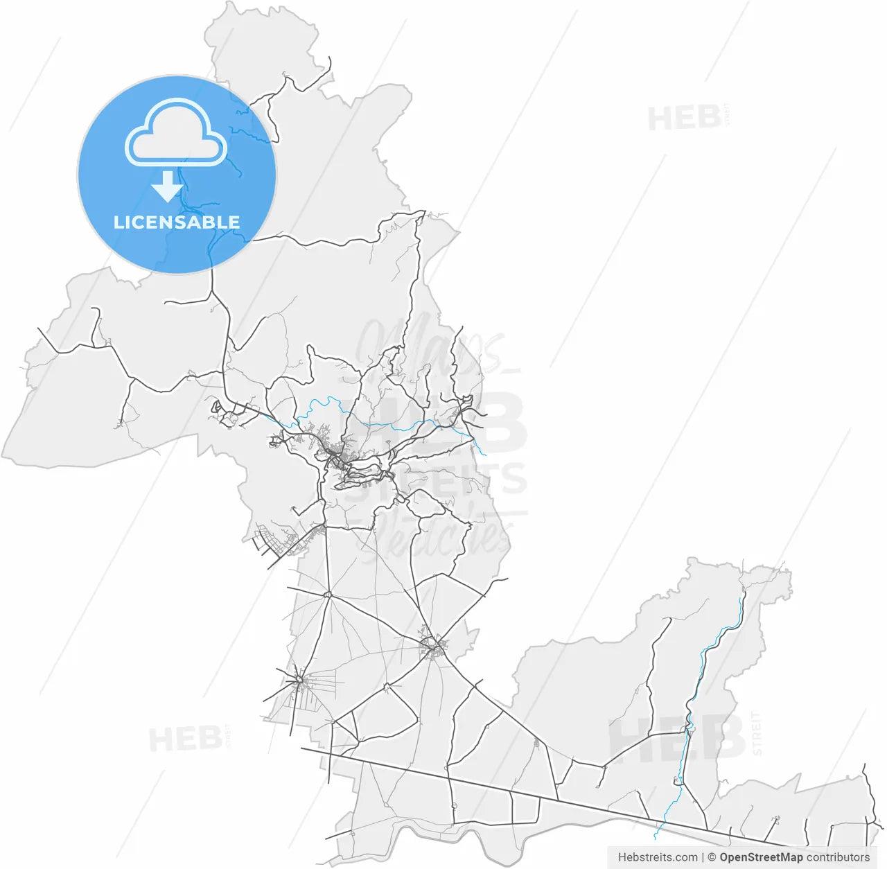 Mardin, Mardin, Turkey, high resolution vector map - Instant download PDF and JPG