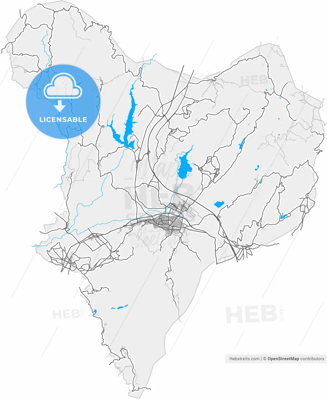 Soma, Manisa, Turkey, high resolution vector map - Instant download PDF and JPG