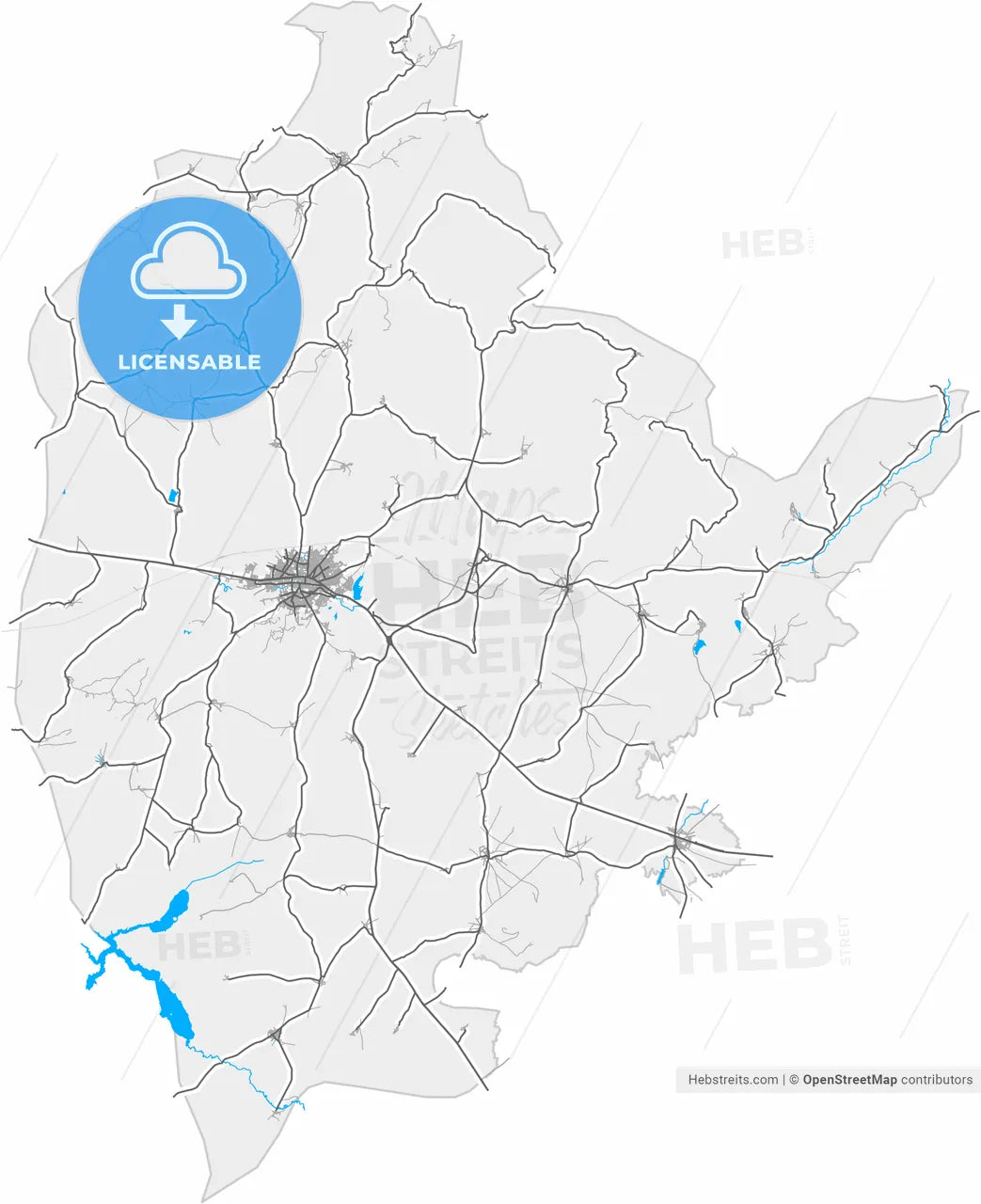 Sorgun, Yozgat, Turkey, high resolution vector map - Instant download PDF and JPG