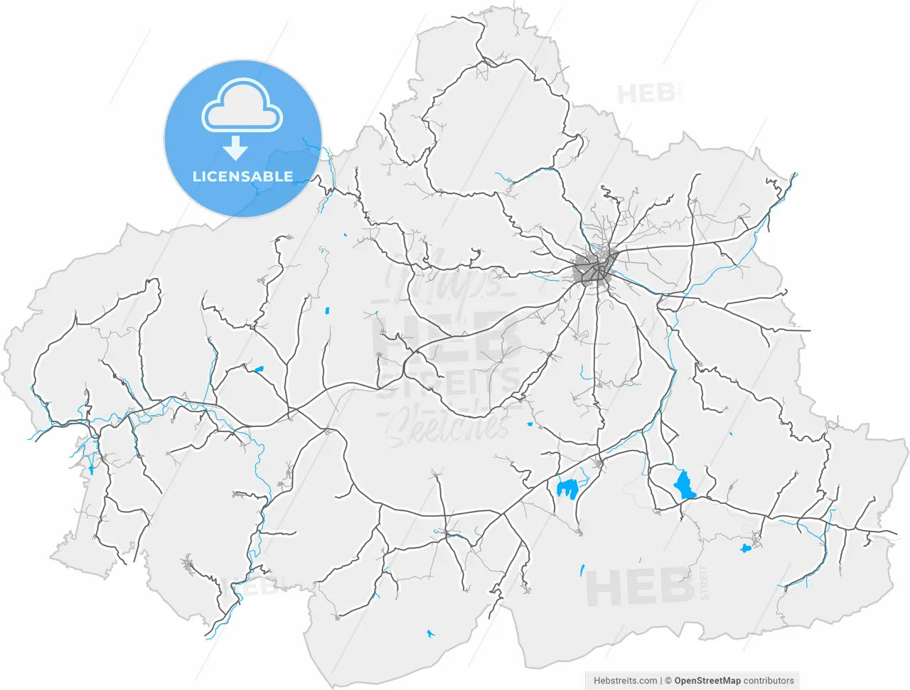 Zile, Tokat, Turkey, high resolution vector map - Instant download PDF and JPG