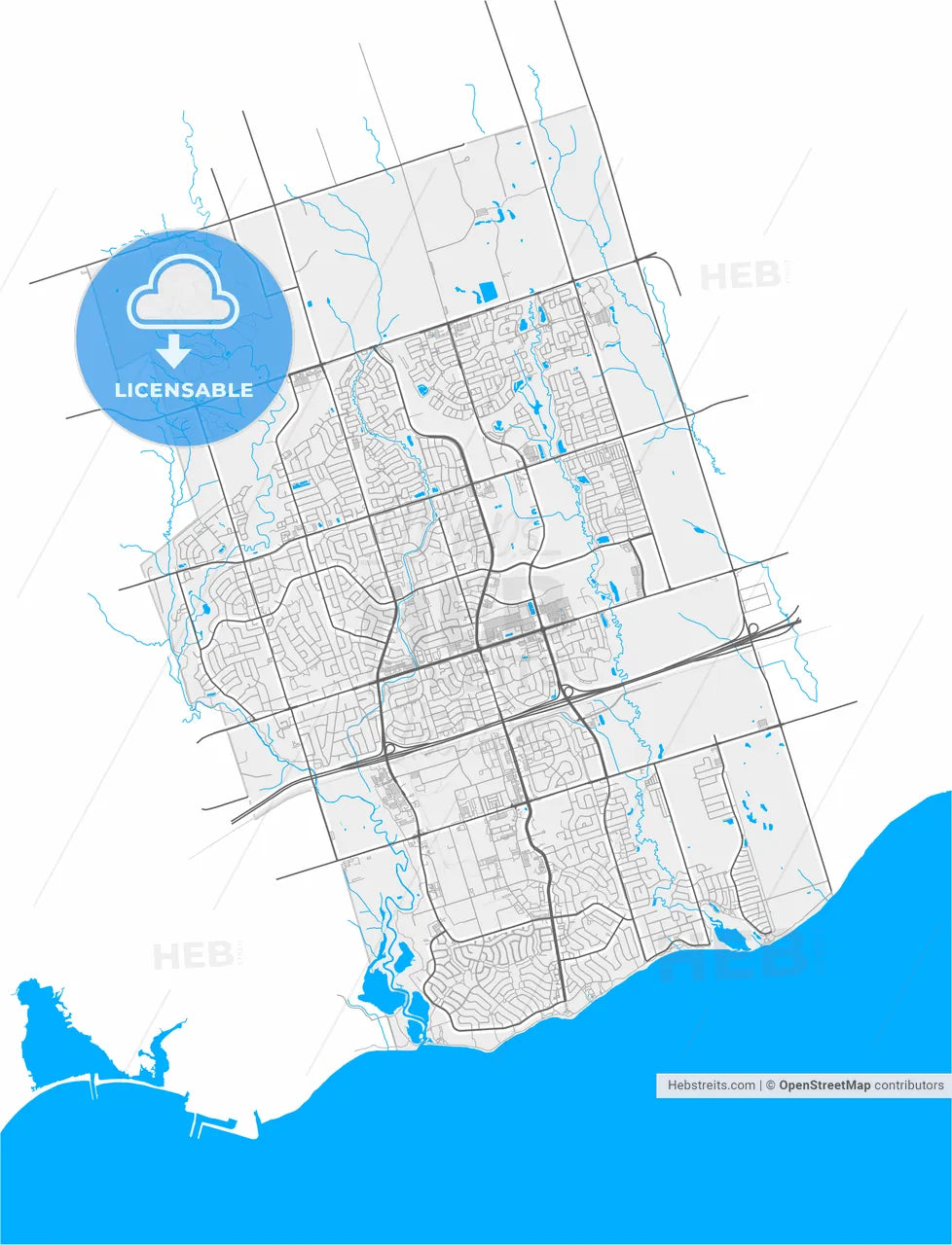 Ajax, Ontario, Canada, high resolution vector map - Instant download PDF and JPG
