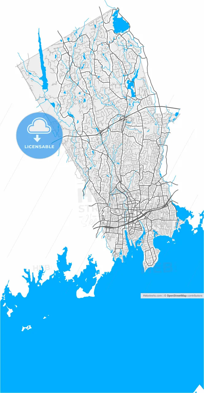 Stamford, Connecticut, United States, high resolution vector map - Instant download PDF and JPG
