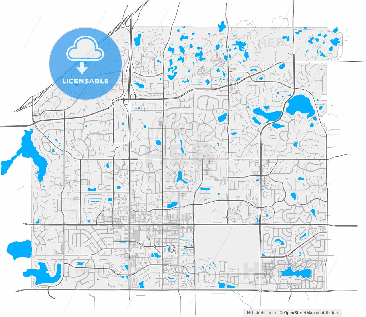 Apple Valley, Minnesota, United States, high resolution vector map - Instant download PDF and JPG