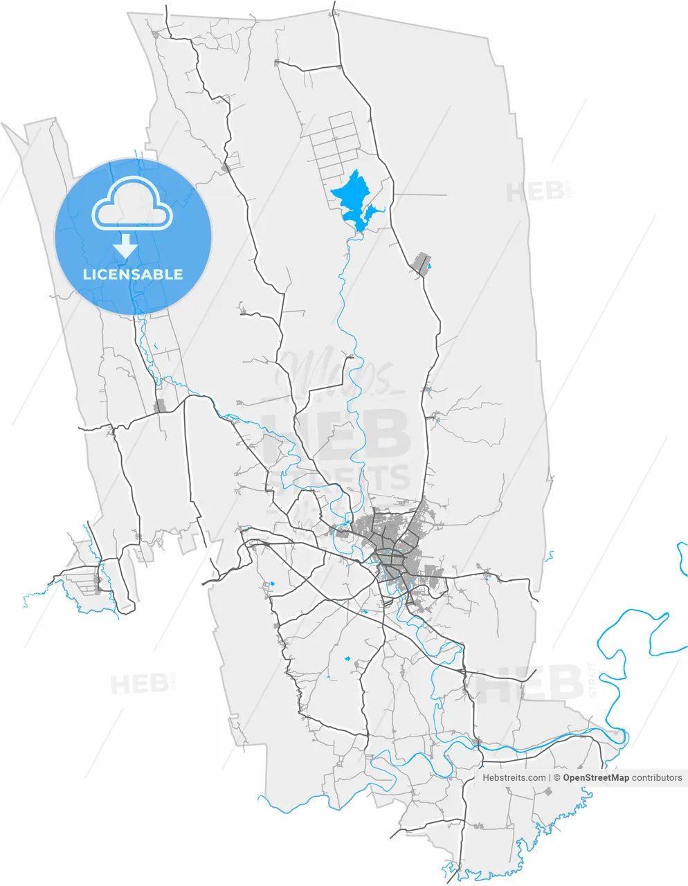 Ciudad Valles, San Luis Potosí, Mexico, high resolution vector map - Instant download PDF and JPG