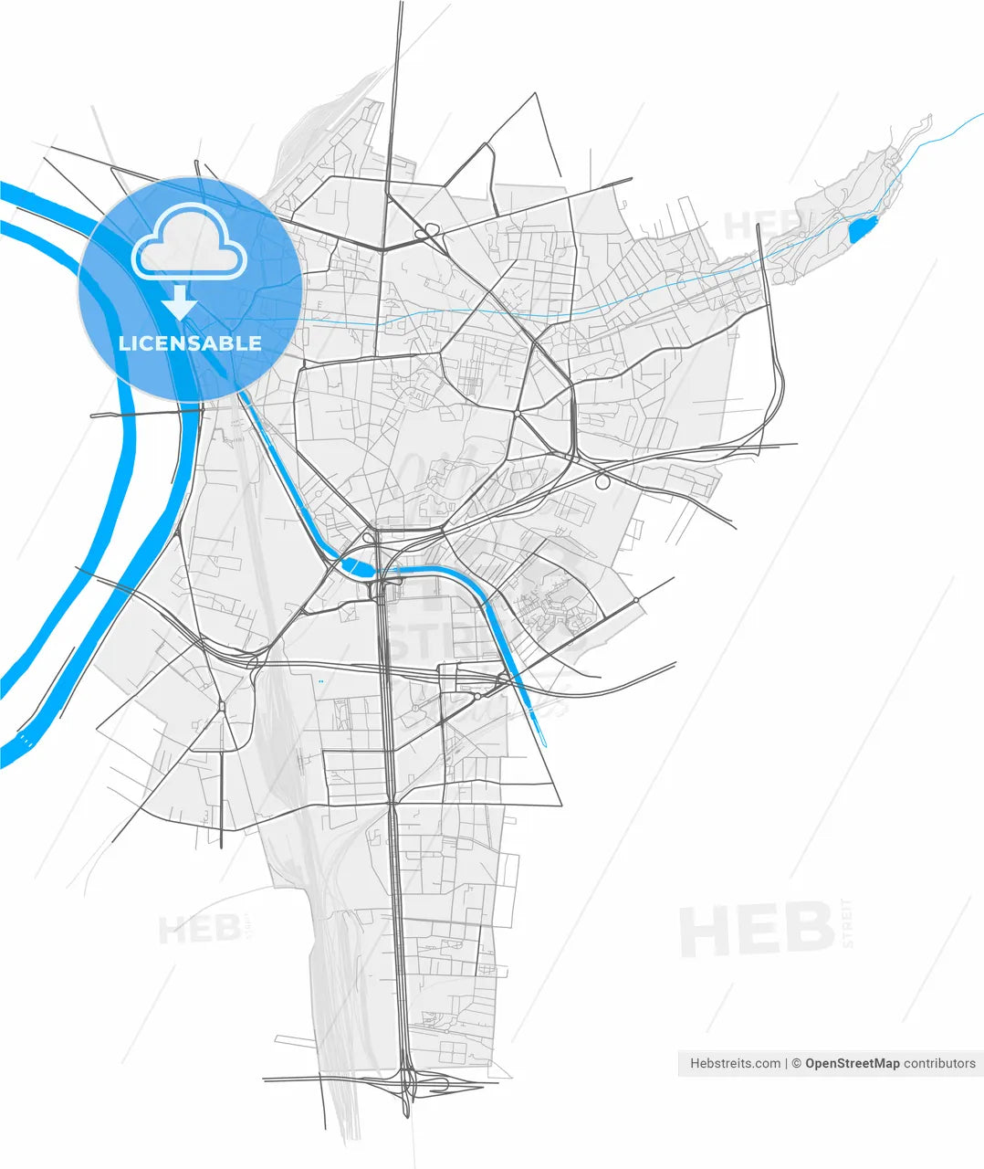 Saint-Denis, Réunion, France, high resolution vector map - Instant download PDF and JPG