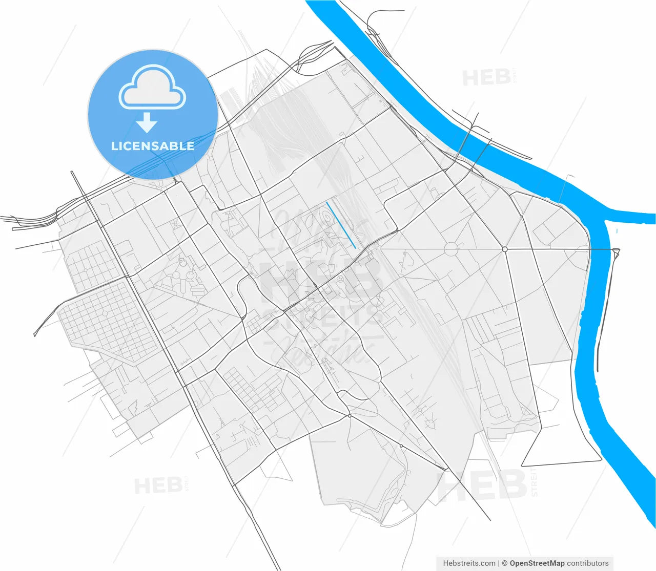 Ivry-sur-Seine, Val-de-Marne, France, high resolution vector map - Instant download PDF and JPG