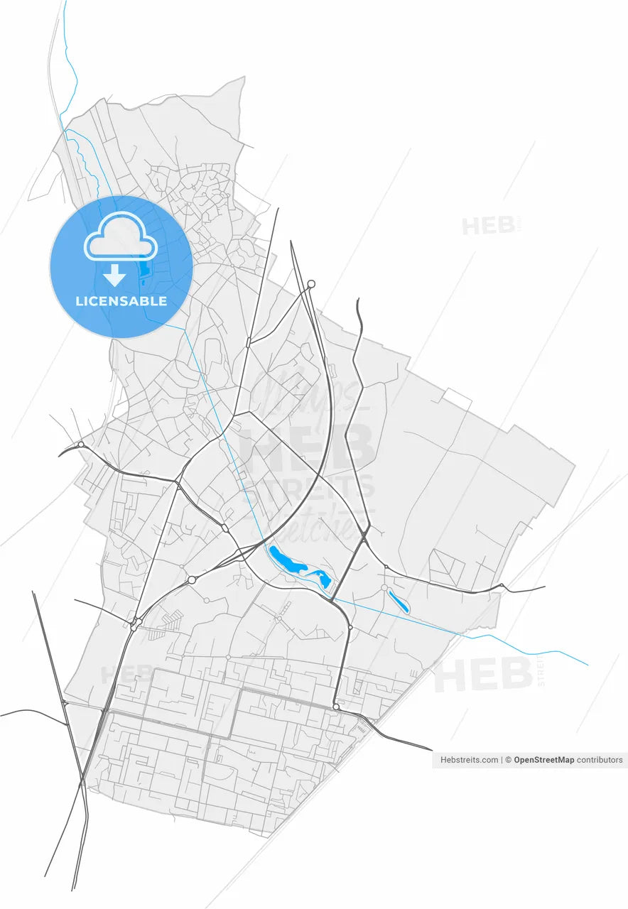 Sarcelles, Val-d Oise, France, high resolution vector map - Instant download PDF and JPG