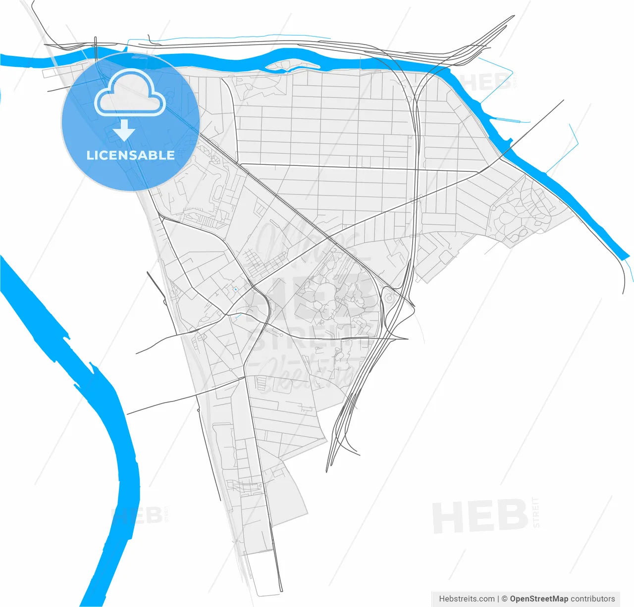 Maisons-Alfort, Val-de-Marne, France, high resolution vector map - Instant download PDF and JPG