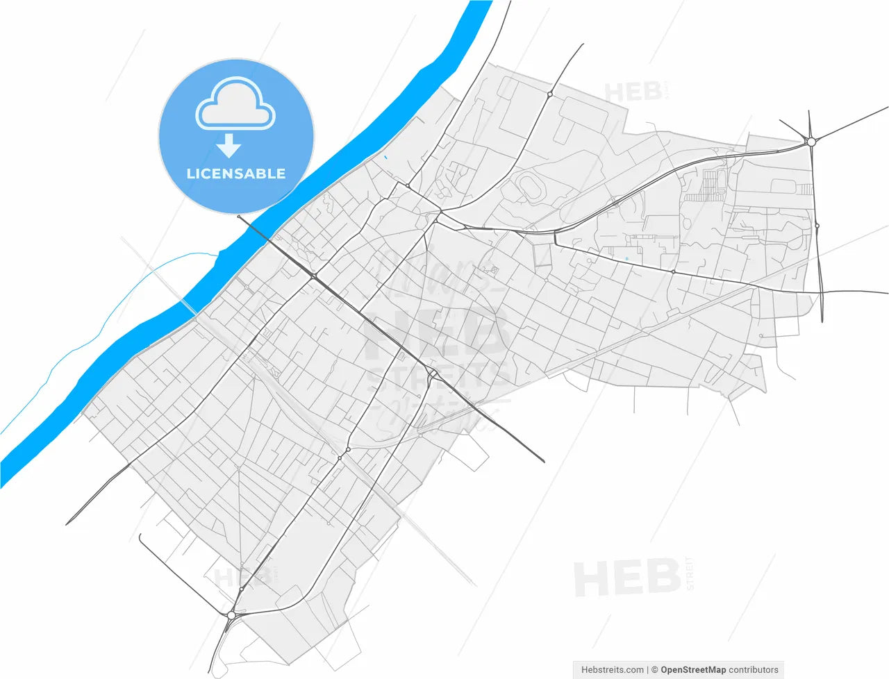 Sartrouville, Yvelines, France, high resolution vector map - Instant download PDF and JPG
