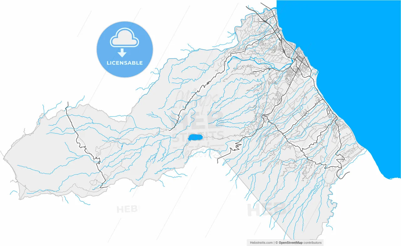 Saint-Benoît, Réunion, France, high resolution vector map - Instant download PDF and JPG
