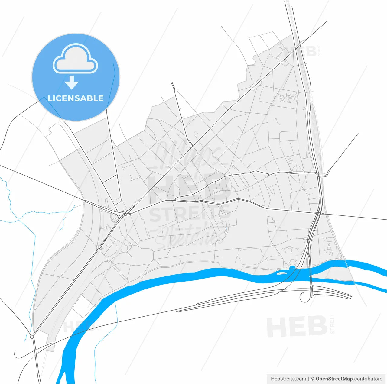 Nogent-sur-Marne, Val-de-Marne, France, high resolution vector map - Instant download PDF and JPG