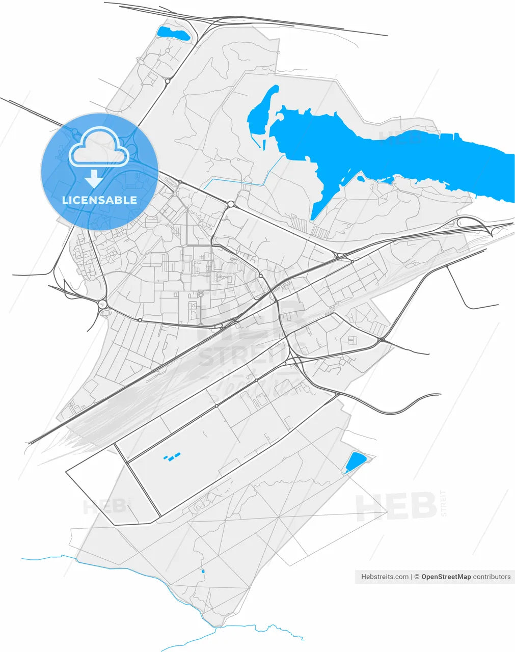 Trappes, Yvelines, France, high resolution vector map - Instant download PDF and JPG