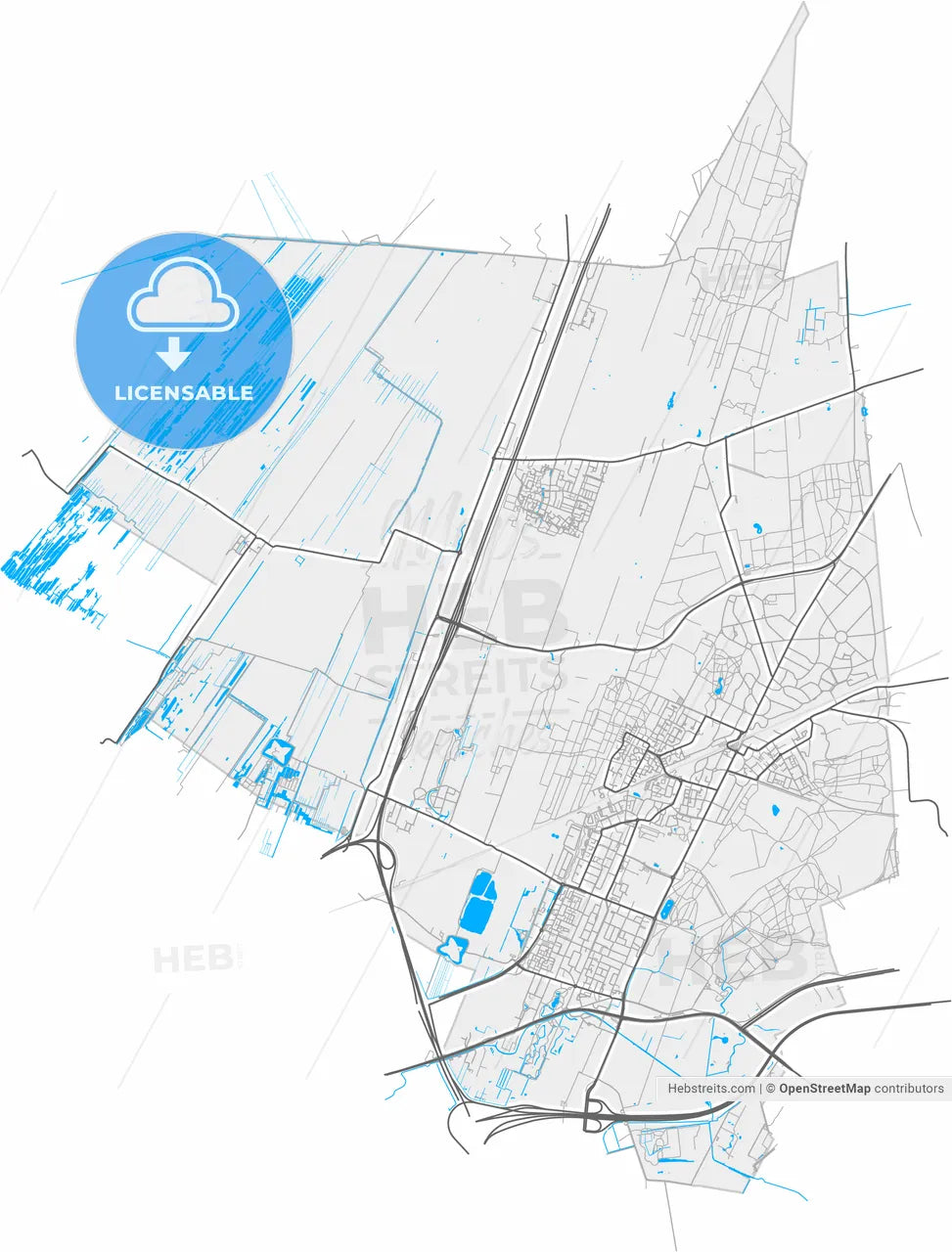 De Bilt, Utrecht, Netherlands, high resolution vector map - Instant download PDF and JPG