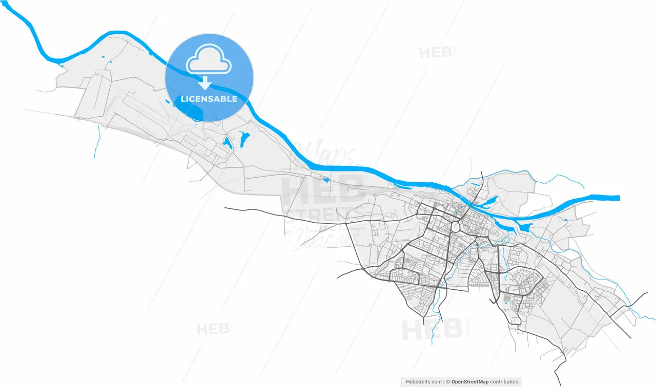 Głogów, Lower Silesian, Poland, high resolution vector map - Instant download PDF and JPG