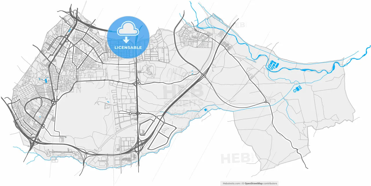 Getafe, Madrid, Spain, high resolution vector map - Instant download PDF and JPG