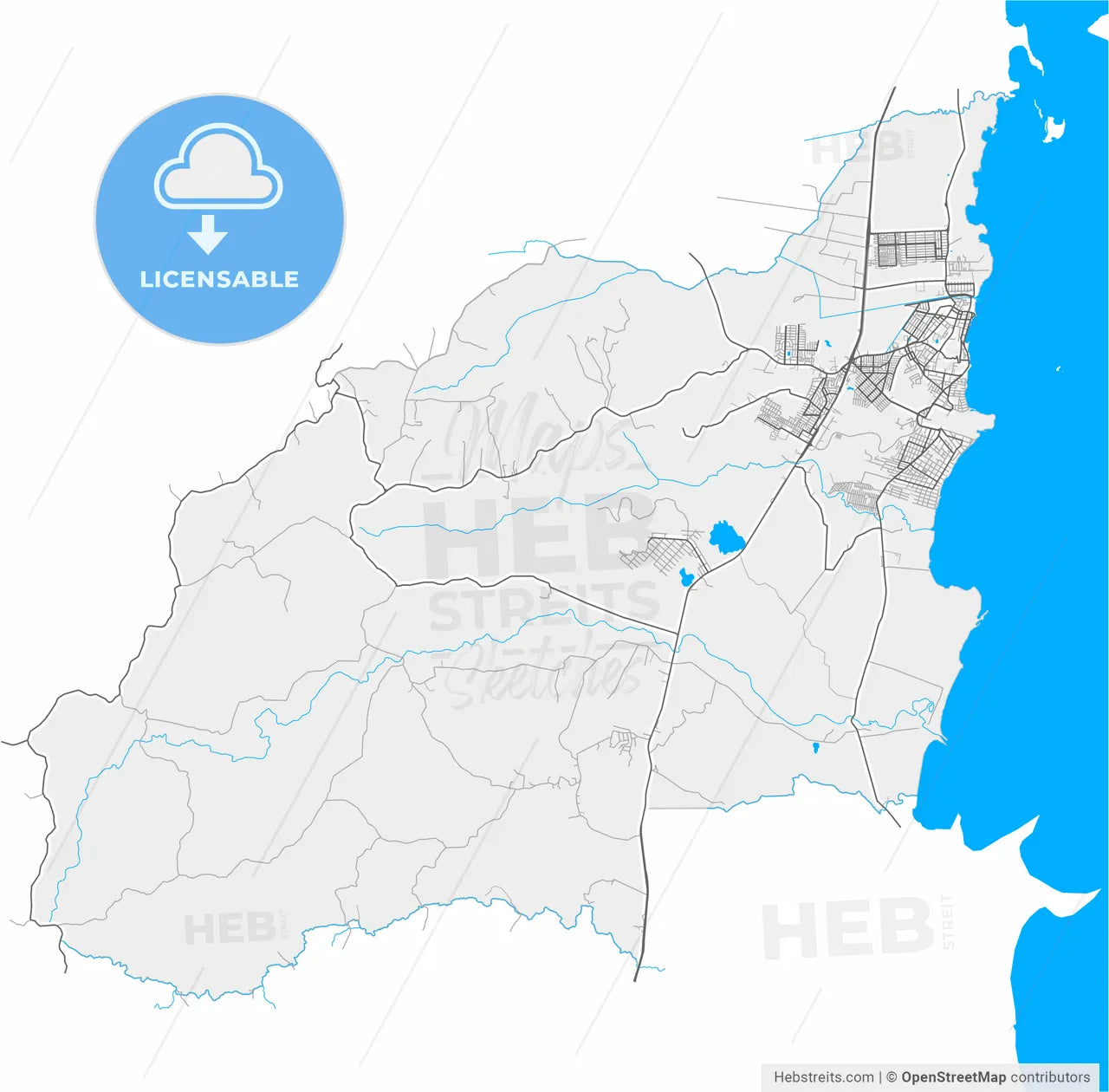 Guaiba, Brazil, high resolution vector map - Instant download PDF and JPG