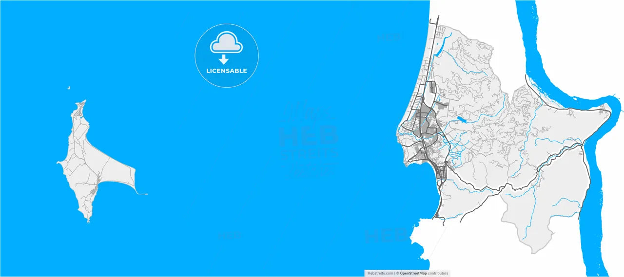Coronel, Chile, high resolution vector map - Instant download PDF and JPG