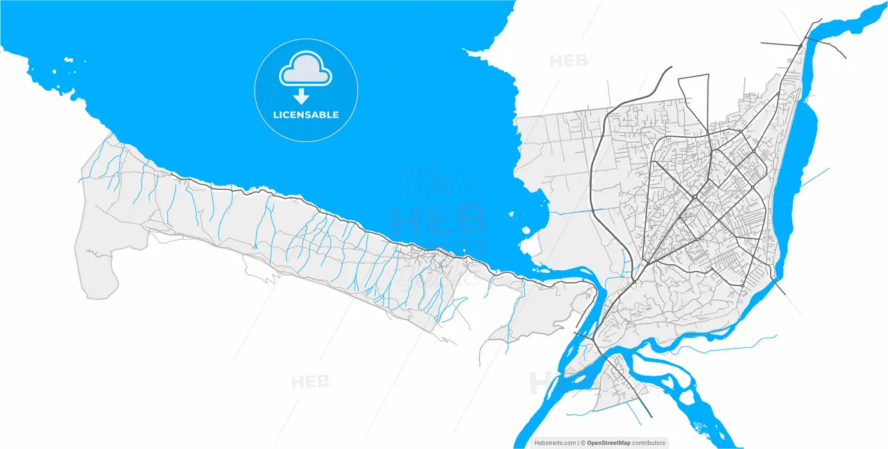 Shkodër, Albania, high resolution vector map - Instant download PDF and JPG