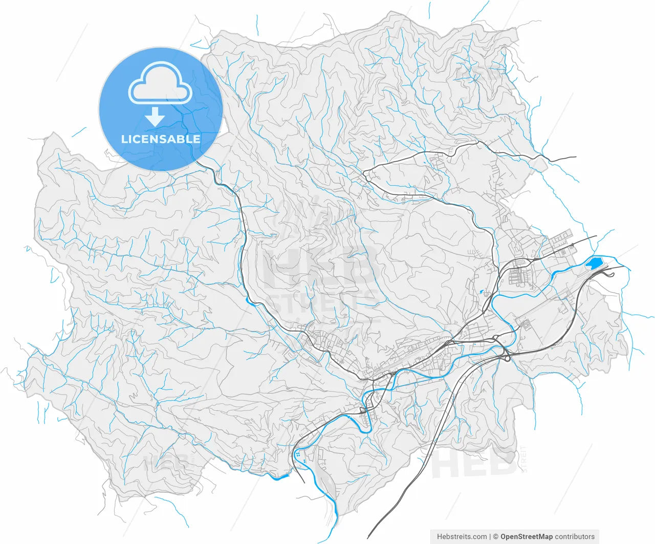 Kapfenberg, Styria, Austria, high resolution vector map - Instant download PDF and JPG
