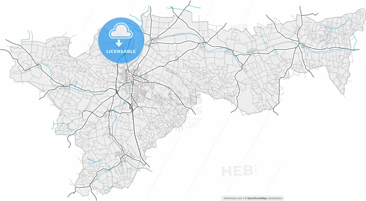 Hollabrunn, Lower Austria, Austria, high resolution vector map - Instant download PDF and JPG