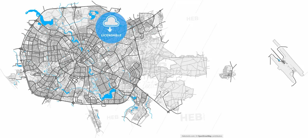 Minsk, Belarus, high resolution vector map - Instant download PDF and JPG