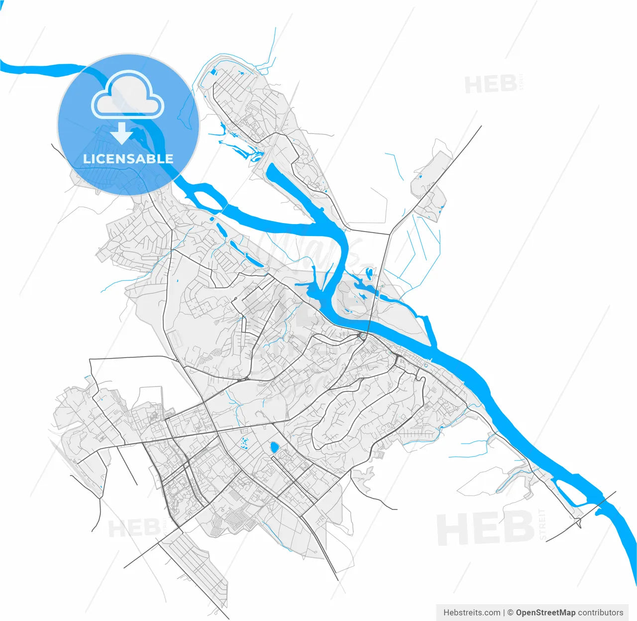 Mazyr, Rajon, Belarus, high resolution vector map - Instant download PDF and JPG