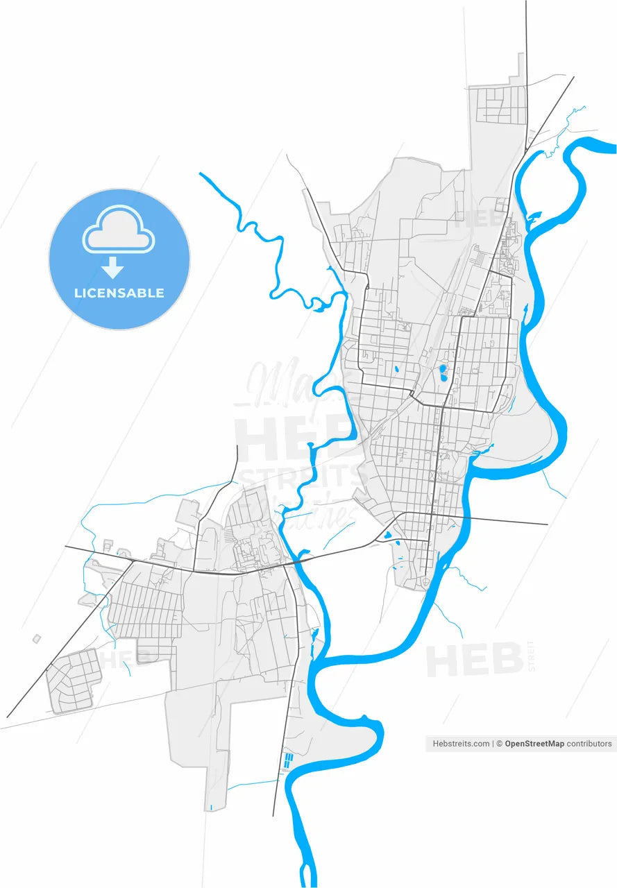 Rahachow, Rajon, Belarus, high resolution vector map - Instant download PDF and JPG