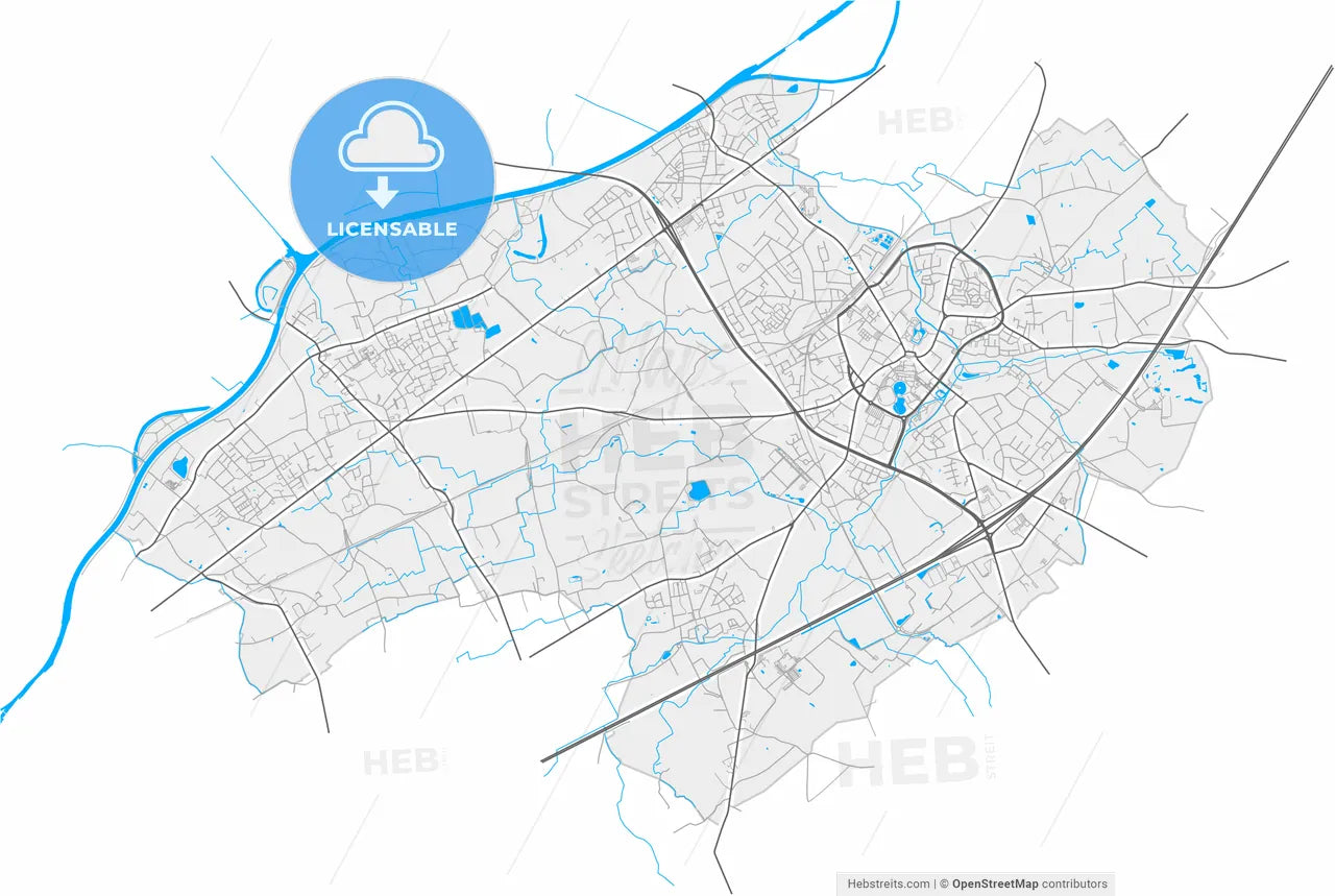 Waregem, West Flanders, Belgium, high resolution vector map - Instant download PDF and JPG